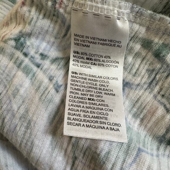 Chicos Top Women Extra Large 3 Blue Floral 3/4 Sleeve Casual Basic V-Neck Blouse - Picture 5 of 6